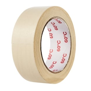 Masking tape white, 38 mm, flat crepe, heat resistant up to 60°C 