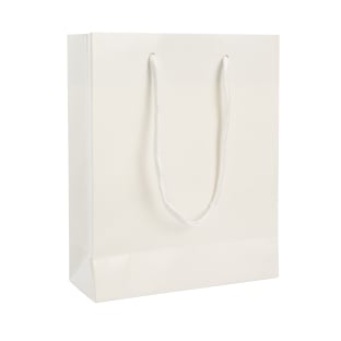 Gift bag large with cord, 26 x 36 x 10 cm, white, glossy 
