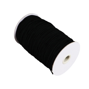 Elastic cords on reel, 3 mm, extra soft, black (reel with 200 m) 