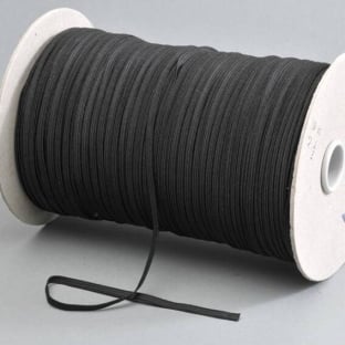 Flat elastic cords on reel, 5 mm, black (reel with 500 m) 