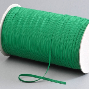 Flat elastic cords on reel, 5 mm, green (reel with 500 m) 