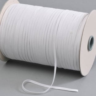 Flat elastic cords on reel, 6 mm, white (reel with 110 m) 