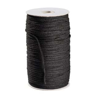 Elastic cords on reel, 3 mm, extra soft, black (reel with 200 m) 