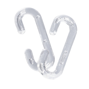 C-hooks, 38 mm long, transparent plastic transparent