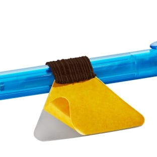 Elastic pen holder, adhesive, dark brown 