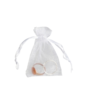 Organza bags with satin ribbon-drawstring white | 50 x 70 mm