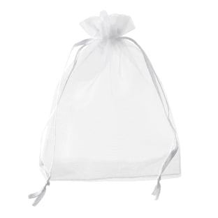 Organza bags with satin ribbon-drawstring white | 75 x 100 mm
