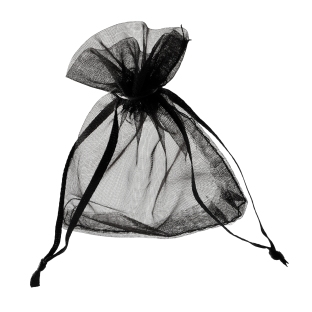 Organza bags with satin ribbon-drawstring black | 75 x 100 mm