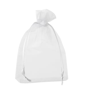Organza bags with satin ribbon-drawstring white | 90 x 120 mm