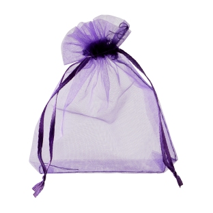 Organza bags with satin ribbon-drawstring purple | 90 x 120 mm