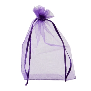 Organza bags with satin ribbon-drawstring purple | 100 x 150 mm
