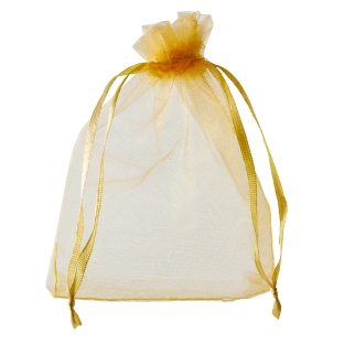 Organza bags with satin ribbon-drawstring gold | 100 x 150 mm