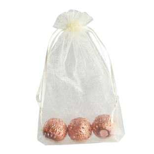 Organza bags with satin ribbon-drawstring cream | 100 x 150 mm