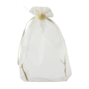 Organza bags with satin ribbon-drawstring cream | 100 x 150 mm