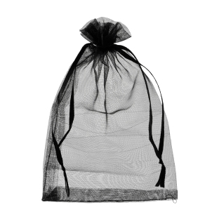 Organza bags with satin ribbon-drawstring black | 150 x 200 mm