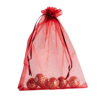 Organza bags with satin ribbon-drawstring dark red | 150 x 200 mm
