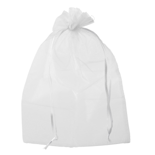 Organza bags with satin ribbon-drawstring white | 200 x 300 mm