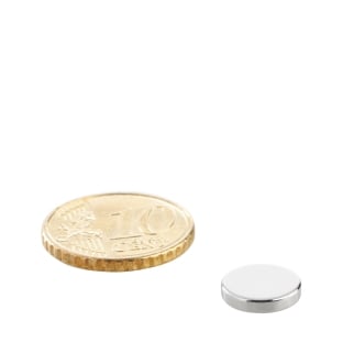 Disc magnets neodymium, 10 mm x 2 mm, N45 