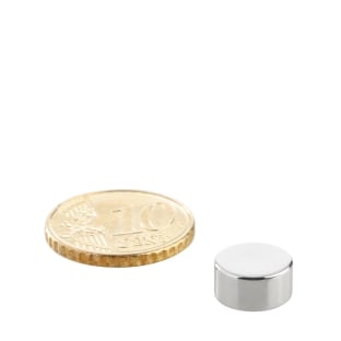 Disc magnets neodymium, 10 mm x 5 mm, N35 
