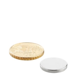 Disc magnets neodymium, 15 mm x 2 mm, N35 