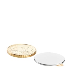 Disc magnets neodymium, self-adhesive, 18 mm x 1 mm, N35 