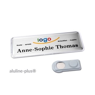Name badges aluline-plus® 25 smag® magnet silver 