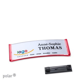 Name badges with pin Polar 20, transluzent, red 