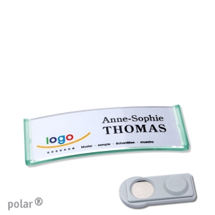 Name badges with magnet Polar 20, transluzent, green 