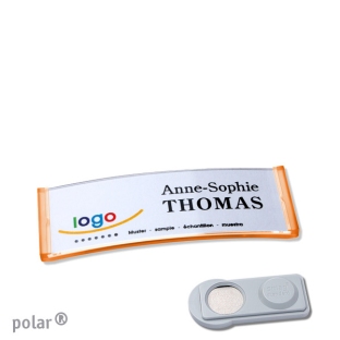 Name badges with magnet Polar 20, transluzent, orange 