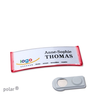 Name badges with magnet Polar 20, transluzent, red 