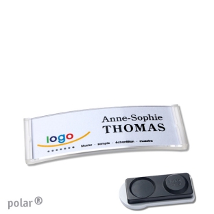 Name badges with magnet Polar 20, extra strong, transparent 