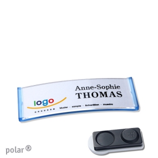 Name badges with magnet Polar 20, extra strong, transluzent, blue 