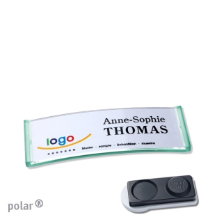 Name badges with magnet Polar 20, extra strong, transluzent, green 