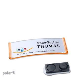 Name badges with magnet Polar 20, extra strong, transluzent, orange 