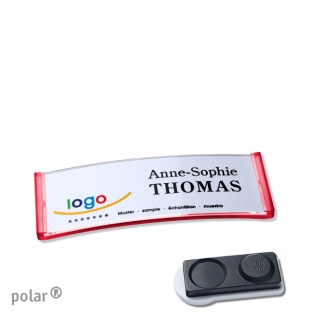 Name badges with magnet Polar 20, extra strong, transluzent, red 