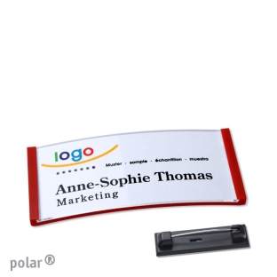 Name badges with pin Polar 30, red 