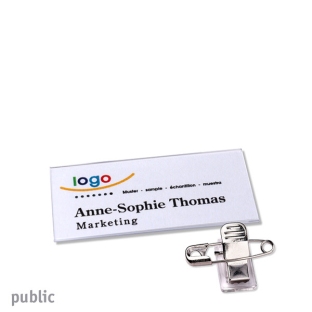Name badges with clamp public 30, transparent 