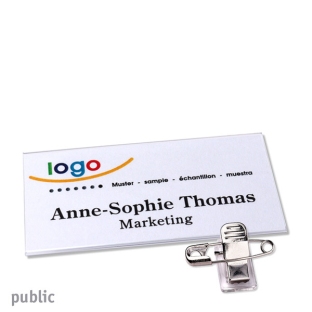 Name badges with clamp public 40, transparent 