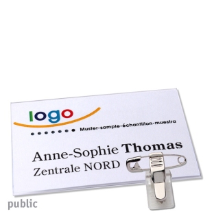 Name badges with clamp 60, transparent 