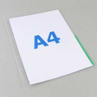 brochure pockets A4, half-sided signal edge, PP-foil green