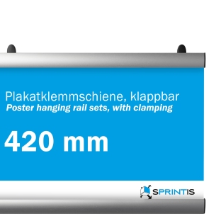 Big poster clamps, aluminium, hinged 420 mm