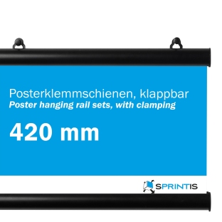 Poster clamps, aluminium, hinged 420 mm | black