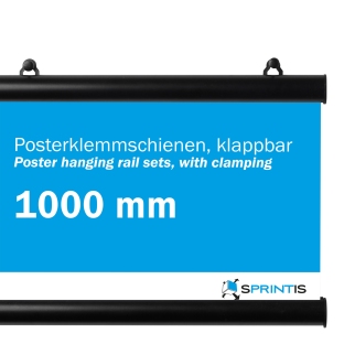 Poster clamps, aluminium, hinged 1000 mm | black