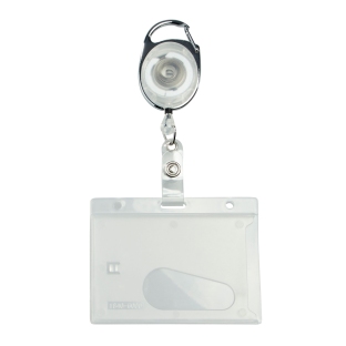 ID pockets hard plastic with extendable key ring translucent | with thumb slot, matt
