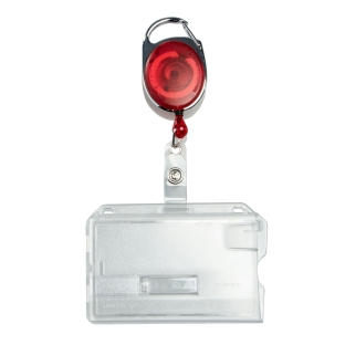 ID pockets hard plastic with extendable key ring red | slider