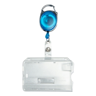 ID pockets hard plastic with extendable key ring blue | slider