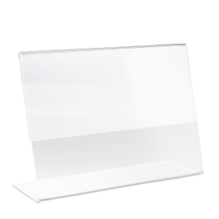 L-shaped sign holder, for inserts A6, landscape, acrylic 