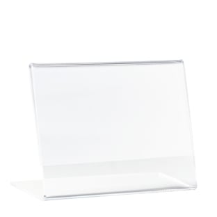 L-shaped sign holder, for inserts A8, landscape, acrylic 