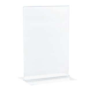 T-shaped sign holder, for inserts A7, portrait, acrylic 