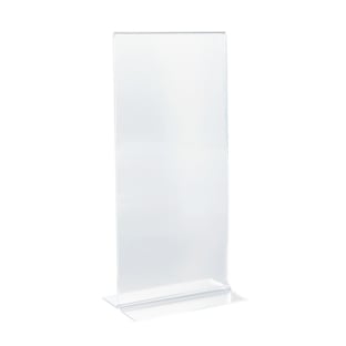 T-shaped sign holder, for inserts DL, portrait, acrylic 